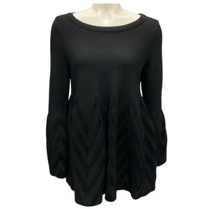 ALAIA BLACK FLARED STRETCH KNIT JUMPER